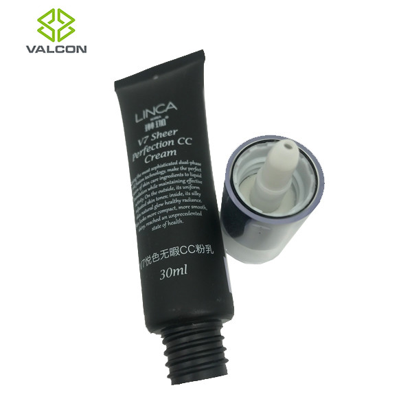 CC Cream Empty Cosmetic Tubes 50 ML Pump Silkscreen Printing Transparent Cap