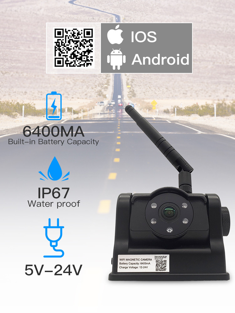 Phone App Wifi Car Cameras Infrared Night Version IP67 140 Degree View High Capacity Battery