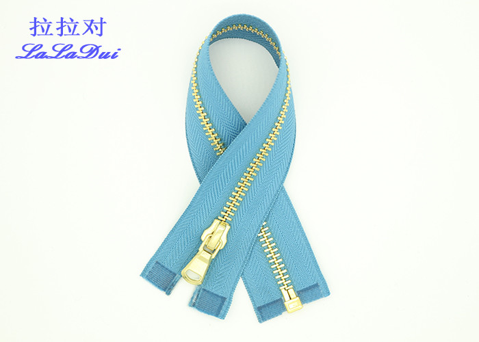 Brass 18 Inch Metal Separating Zipper Polyester Tape For Wallet HS Code 9607110000