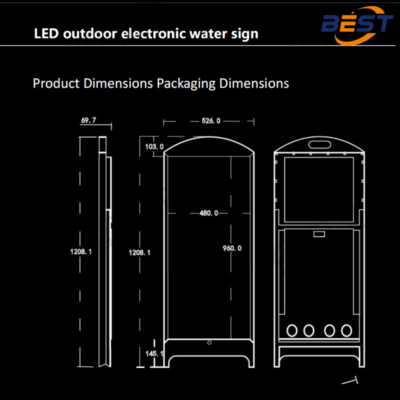 High Brightness 4500Nits Waterproof Portable LED Signage , Battery-Powered Digital Signage With Metal Frame