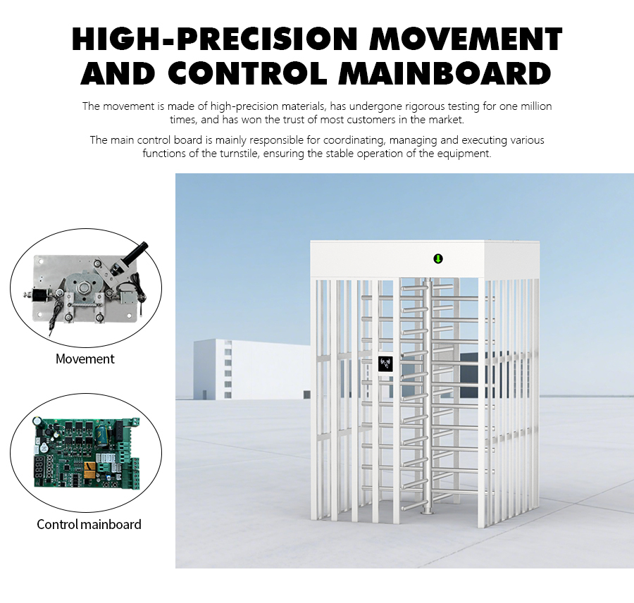 Full Height Construction Site Turnstiles Bidirectional RFID Card Rotating Entrance Gate