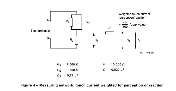 Easy Operation IEC60990 Figure 4 Touch Current Test Network For Perception Or Reaction protective conductor
