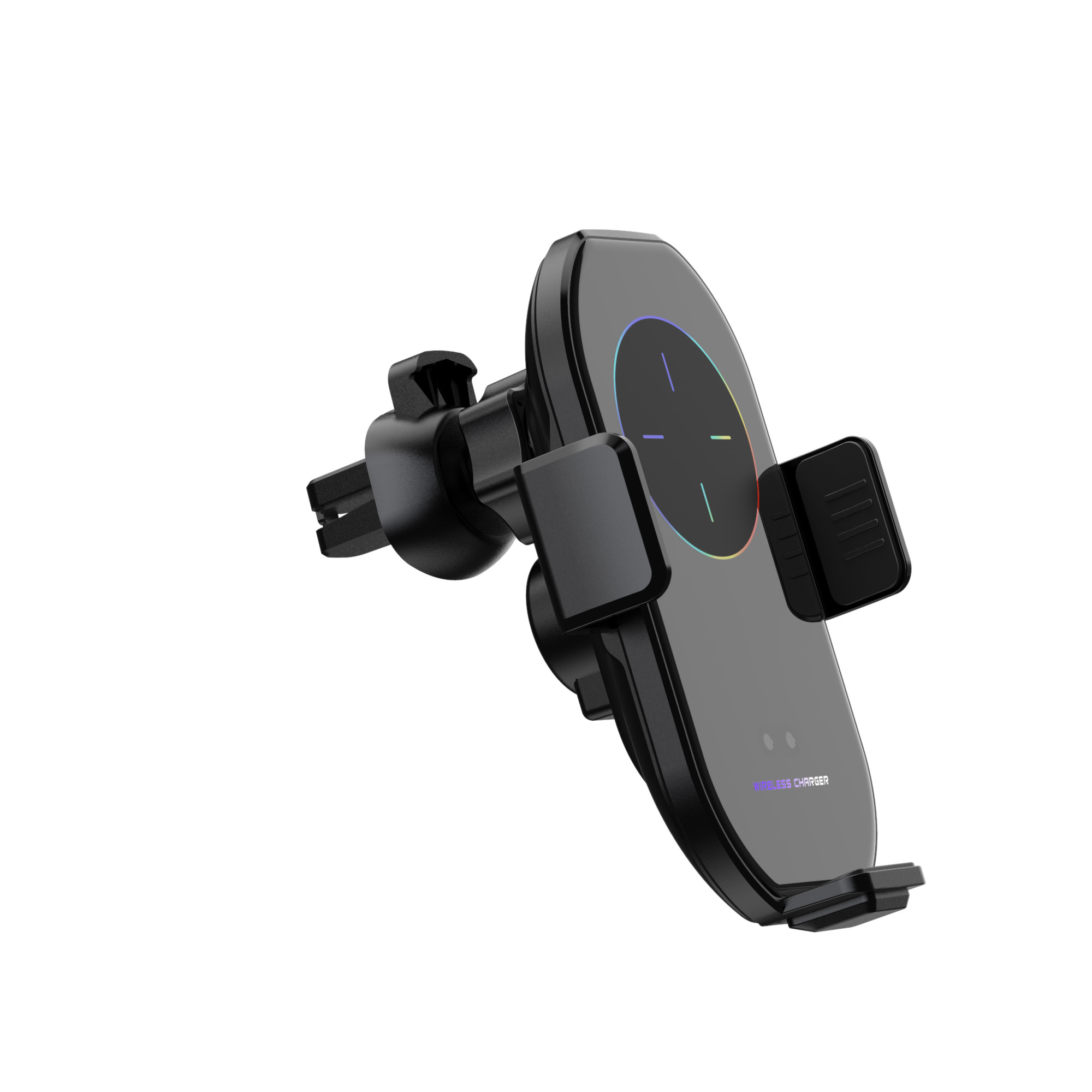 10W Car Phone Mount Wireless Charger ABS Plastic Coating OEM Logo