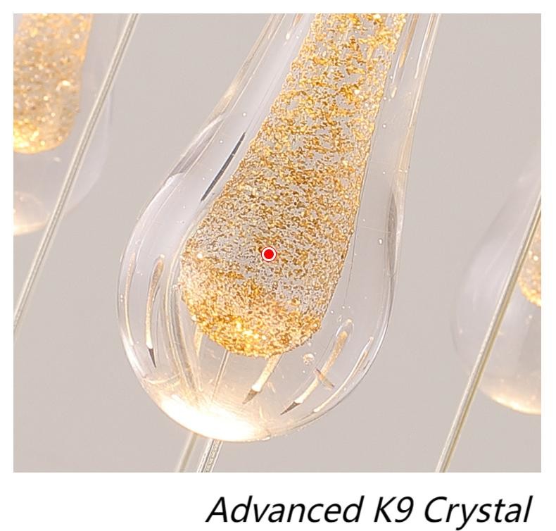 Modern Light Luxury Long Water Drop Chandelier For Duplex Villa Staircase