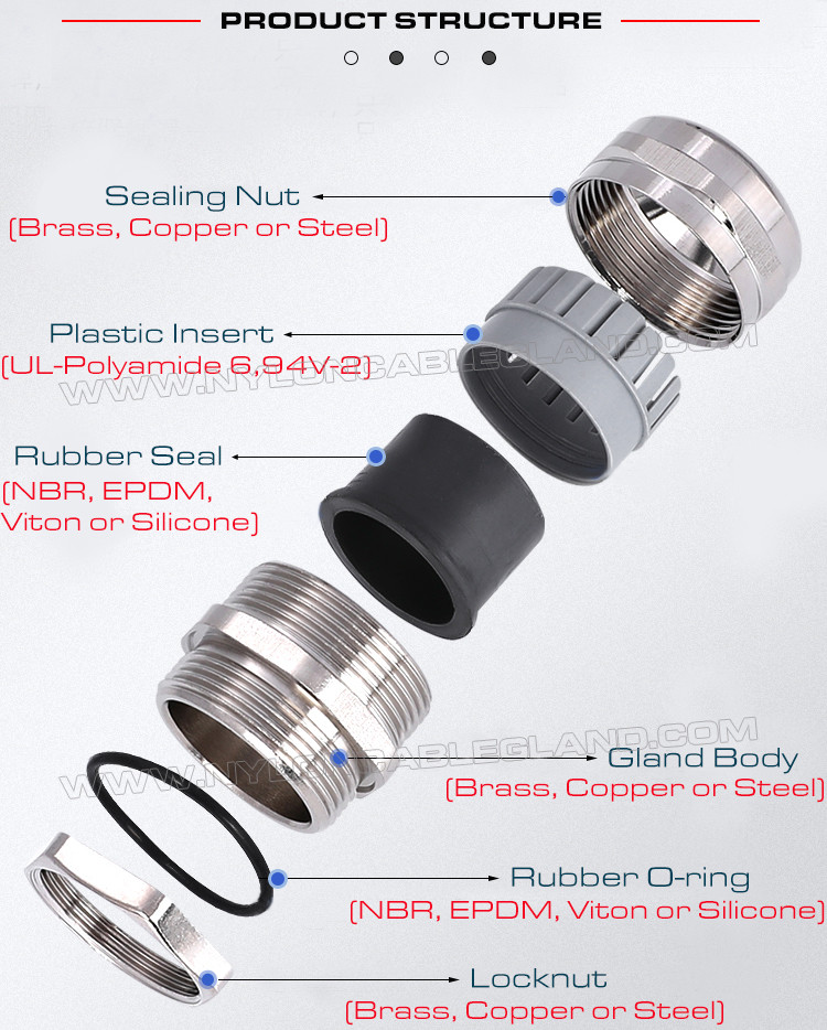 Metal (Brass, Copper) Watertight Straight Cable Glands IP69K/IP68 with PG & Metric Male Threads