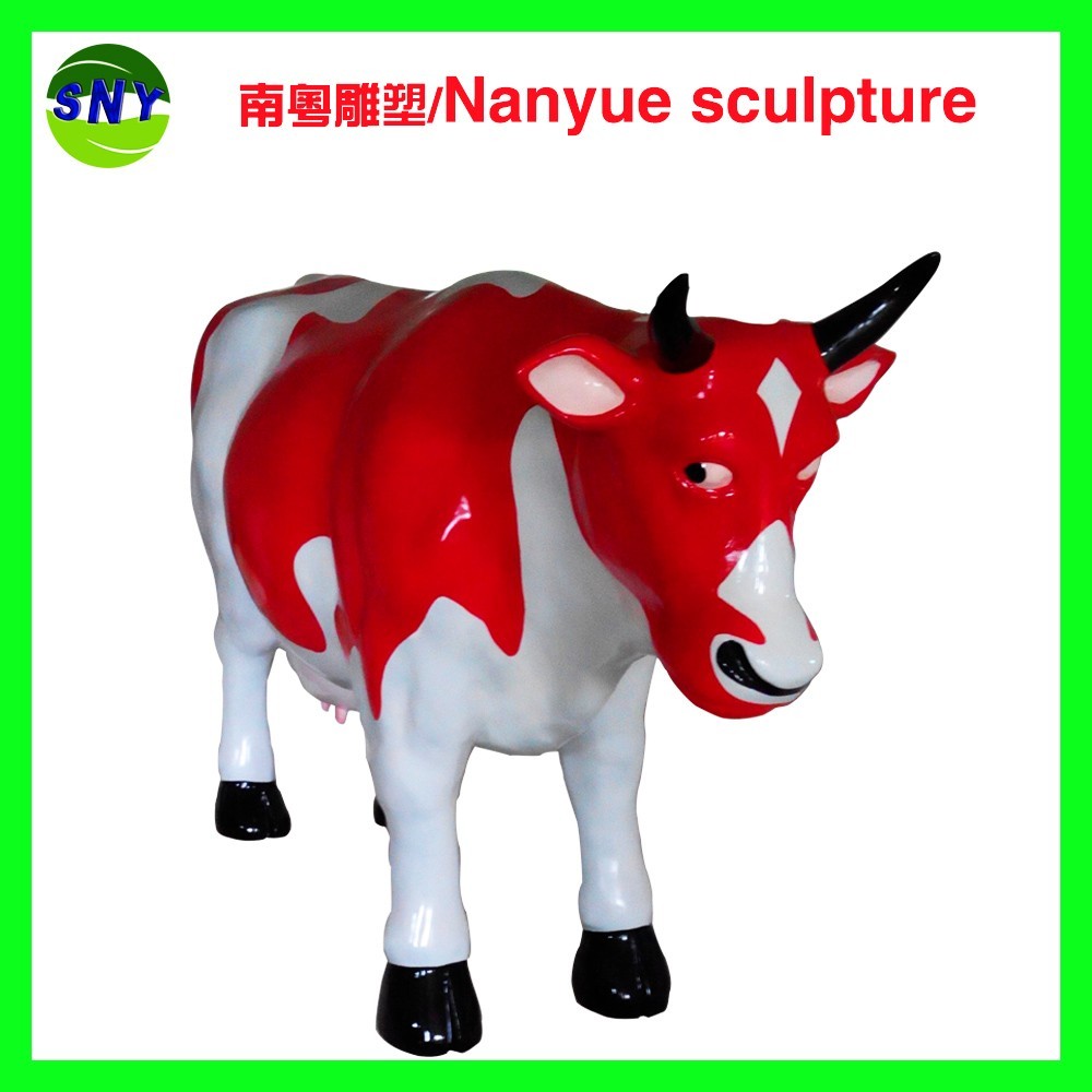 customize size fiberglass animal statue colorful cow model as decoration statue in garden /square / shop/ mall