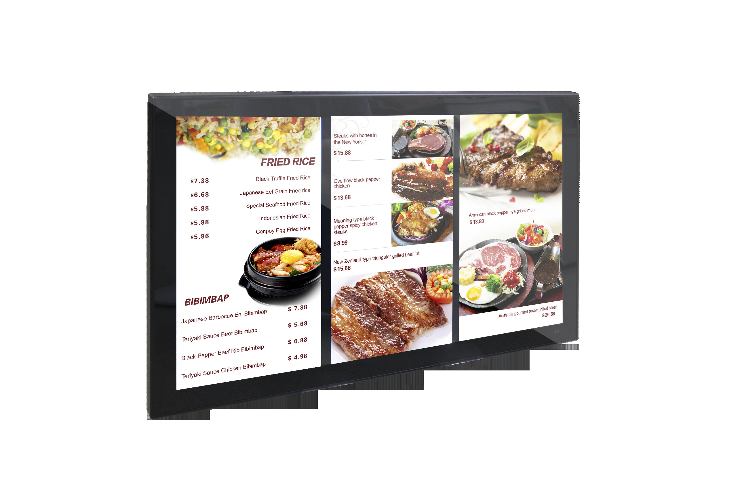 Wall Mounted LCD Menu Board Display / High Brightness 43'' Touch LCD Ccreen Digital Signage