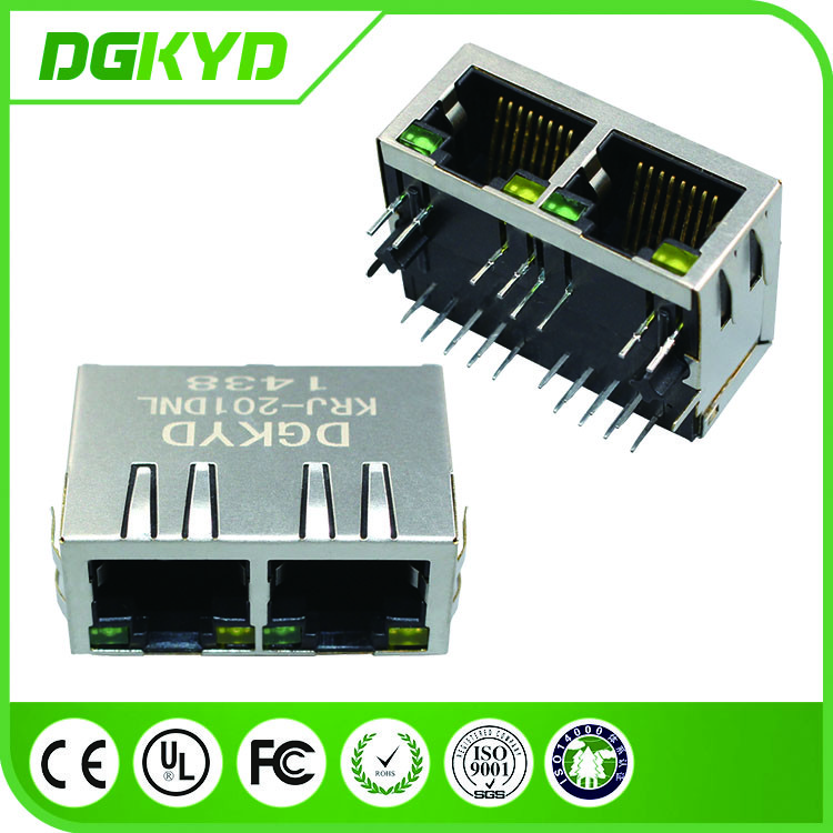 PCMCIA Net Card 2 Port RJ45 With Magnetics Transformer Tab Down KRJ-201DNL