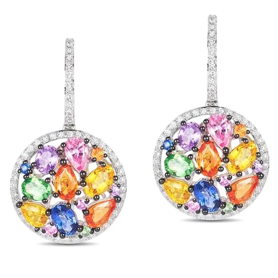 Color Change Stone Hot Selling Fashion Multi Color Round Shape Drop Earrings for Women Party