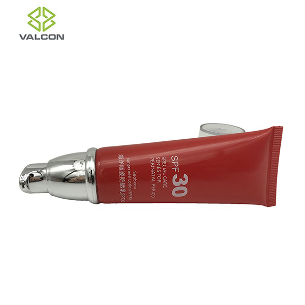 Diameter 30 MM Airless Cosmetic Tubes Silver UV Pump Acrylic Cap For Sunscreen