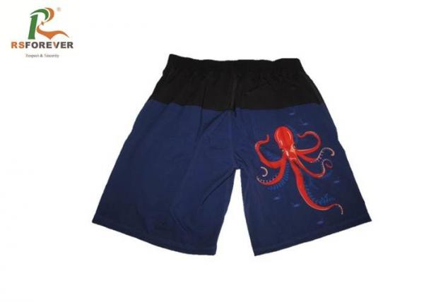 Quality Unique Style Mens Custom Printed Board Shorts With Flat Front Waist And Elastic Back Waist for sale