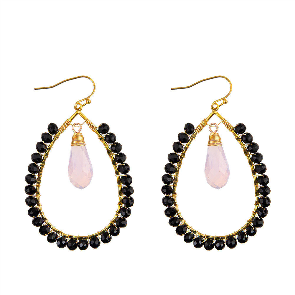 Grape Seeds Drop Shaped Handmade Beads Earring Multi Colors