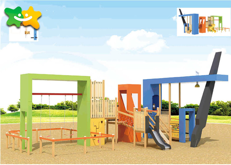 Diy Wooden Playground Slide , Wooden Frame Slide Surfact Mounting Stable