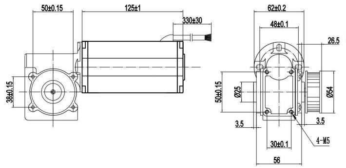 CW Direction 24v Dc Worm Gear Motor 190 RPM