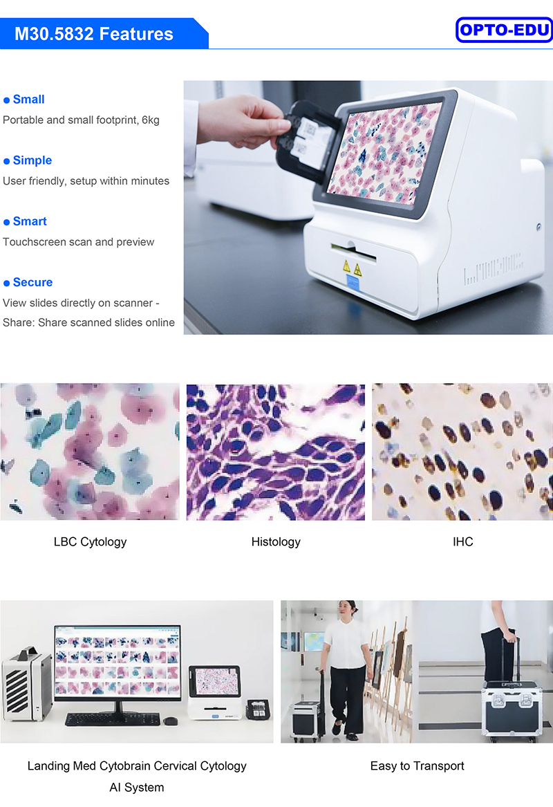 OPTO-EDU M30.5832 Mini Full Auto Microscope Slide Scanner 2 Slides