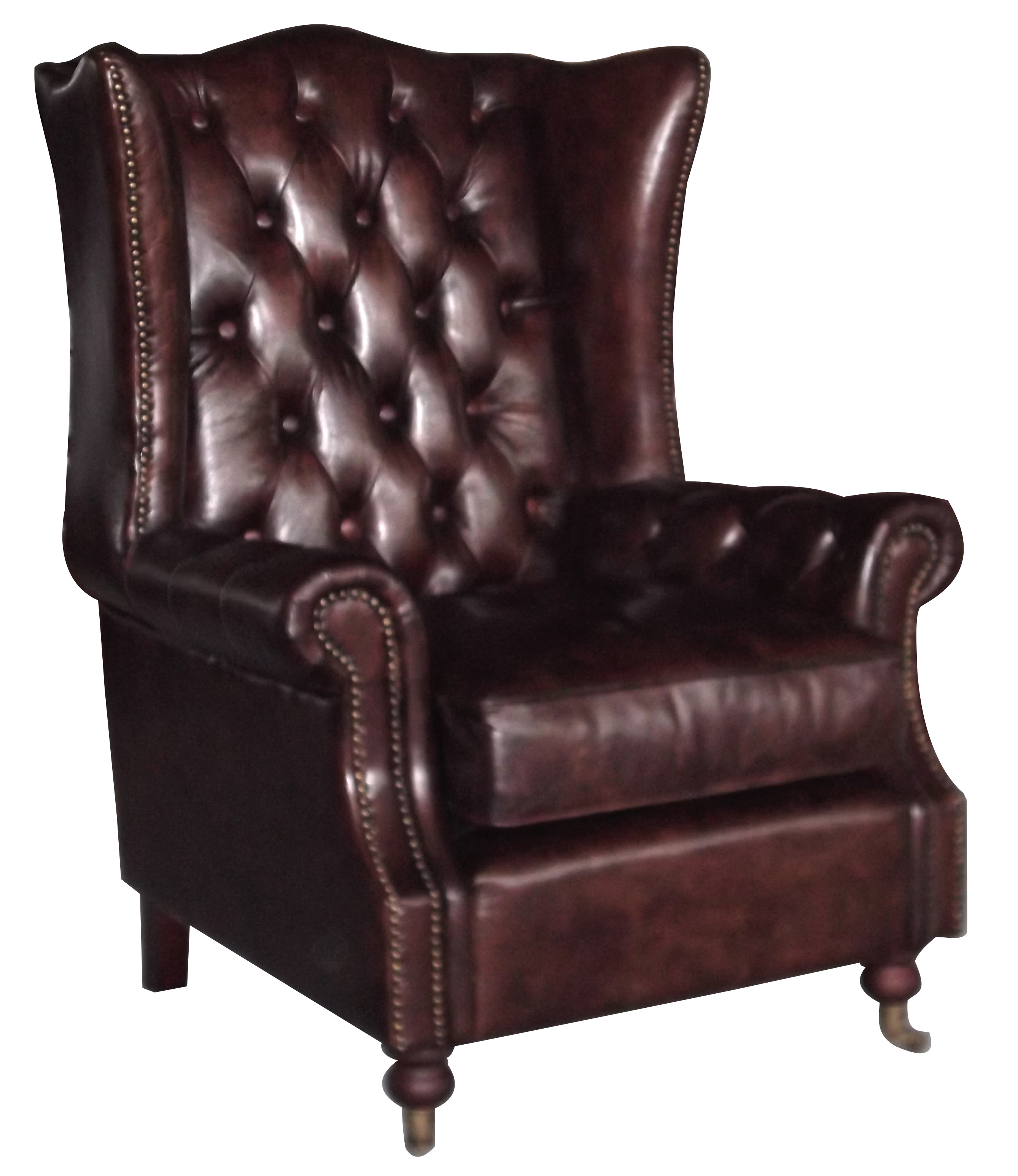 Retro Brown Genuine Leather Chesterfield Armchair For Home Office Bar