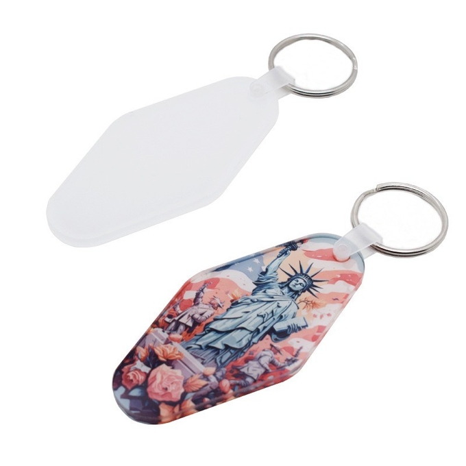 Single Sided Printing Sublimation Motel Keychain Acrylic Sublimation Keychain Blanks DIY