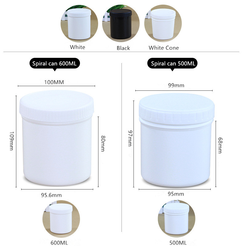 Powder Packing HDPE Jar with Wide Mouth and Sealed Screw Neck in Black/White/Transculent