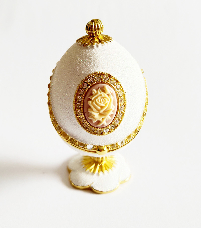 Luxury RoseFaberge Easter Eggs Jewelry Box Russian Royal Case Metal Faberge Egg Faberge Egg Jewerly Trinke t Box