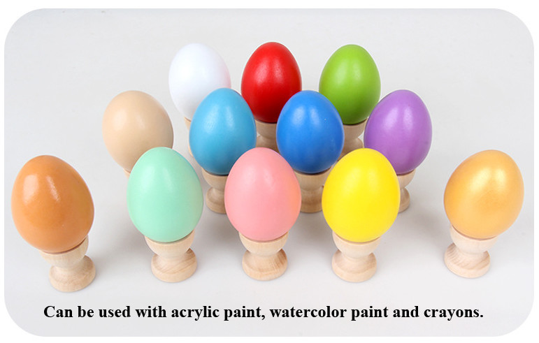 Assorted colors Solid Wooden Easter eggs for kids children DIY Graffiti painging can be with