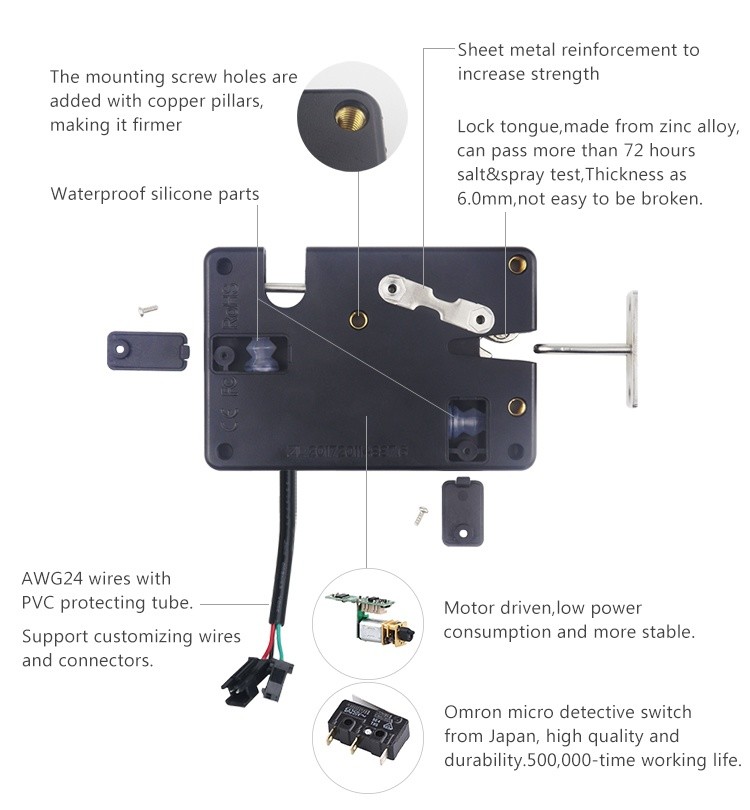 220mA Cabinet Door Locks With RS485 Communication Center Control