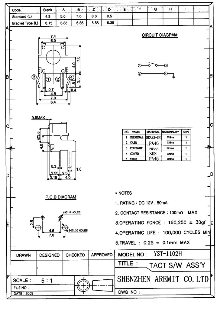 DIP Tact Switch