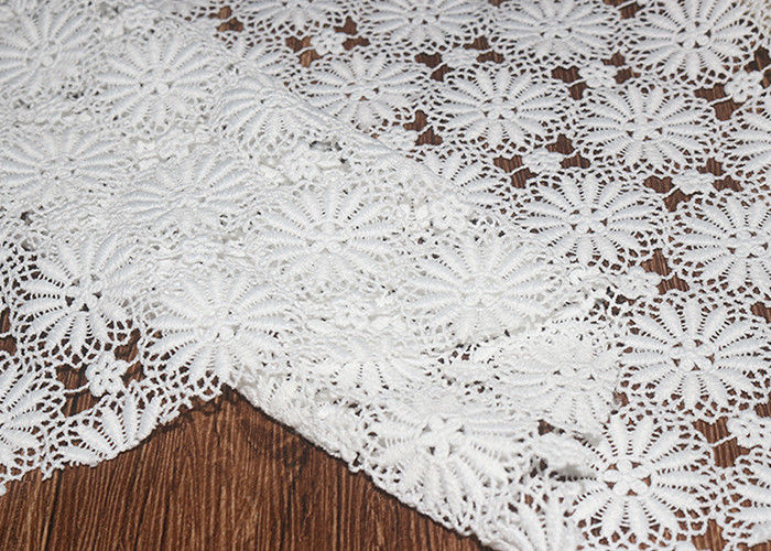 Custom DTM Polyester Floral Guipure Lace Dress Fabric For Haute Couture