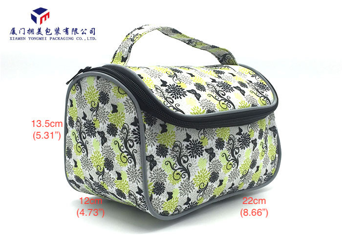 Toiletries Product Fabric Makeup Bag Black With Oxford Cloth Lining Materials