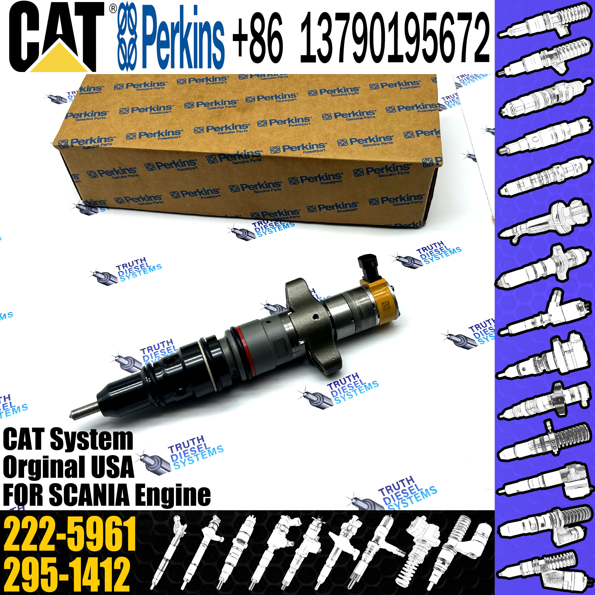 Fuel Injectors 330D 336D 222-5961 222-5959 241-3238 241-3239 268-1835 2225961 For Caterpillar C7 C9 Engine