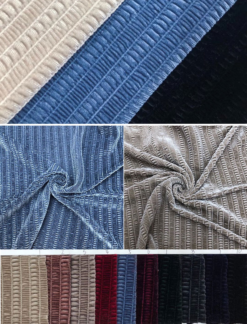 Soft Embossed 260gsm Stretch Velvet Velour Fabric Plaid Velvet Fabric