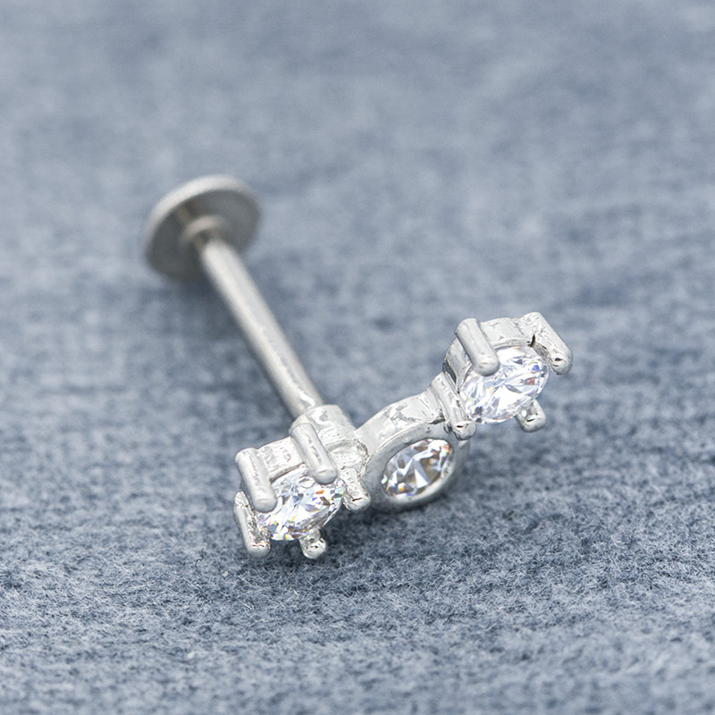 8mm Silver Color Labret Piercing Jewelry Studs 316 Stainless Steel