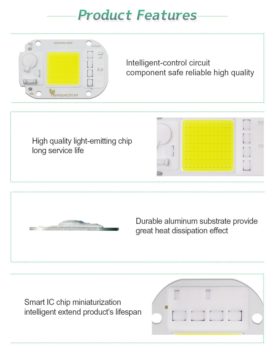 Thermal Resistance 50w Cob Led Chip 50HZ For Spotlight Floodlight