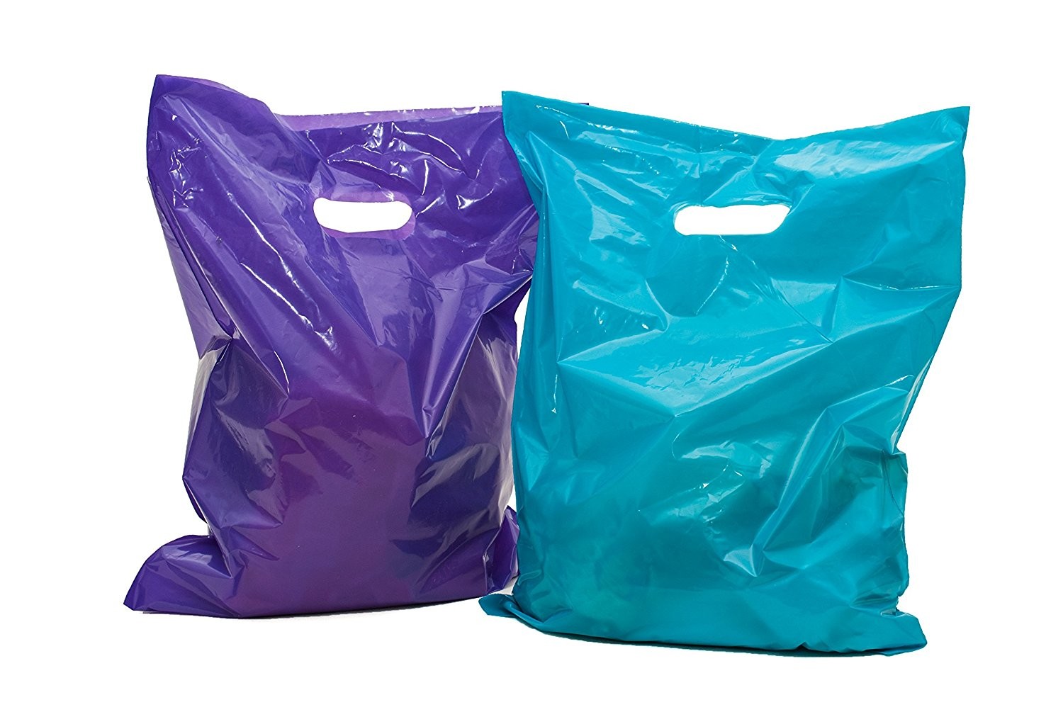 100 Glossy Merchandise Retail Gift Bags , LDPE Material Plastic Retail Bags