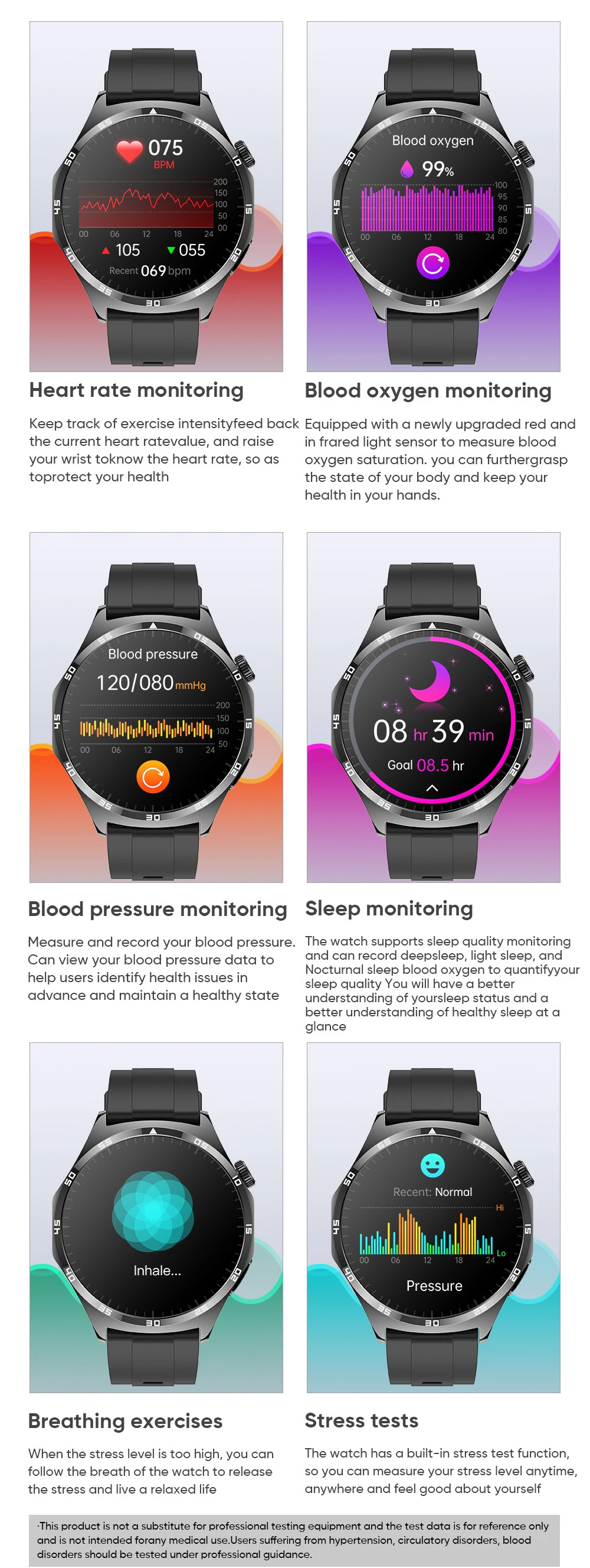 Wearable Smart Amoled Display Watch Round For Man Woman 466x466