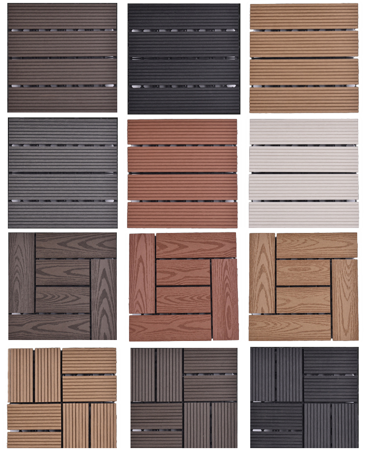 DIY Click Lock Outdoor Flooring Wood-Plastic Composite Decking Tiles for Garden Floor