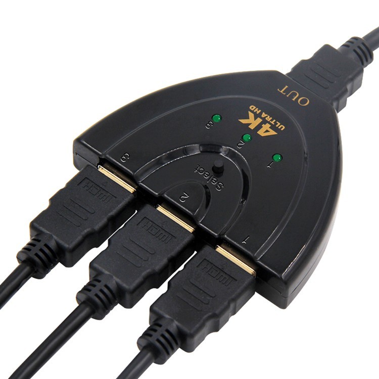 3D Mini 3 Port 4k Hdmi Splitter , 3 In 1 Out Hdmi Port Hub For DVD HDTV