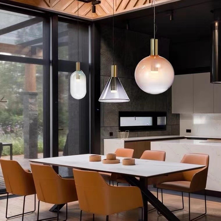 Dining Room Creative Hanging Lamp LED Chandelier Light Restaurant Bar Design Glass Fixture