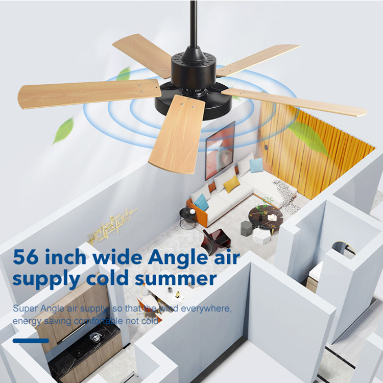 Household 52 Inch DC Motor Solid Wood 5 Blades Modern Home Decor Mute Bldc Led Ceiling Fan With Light Remote Control