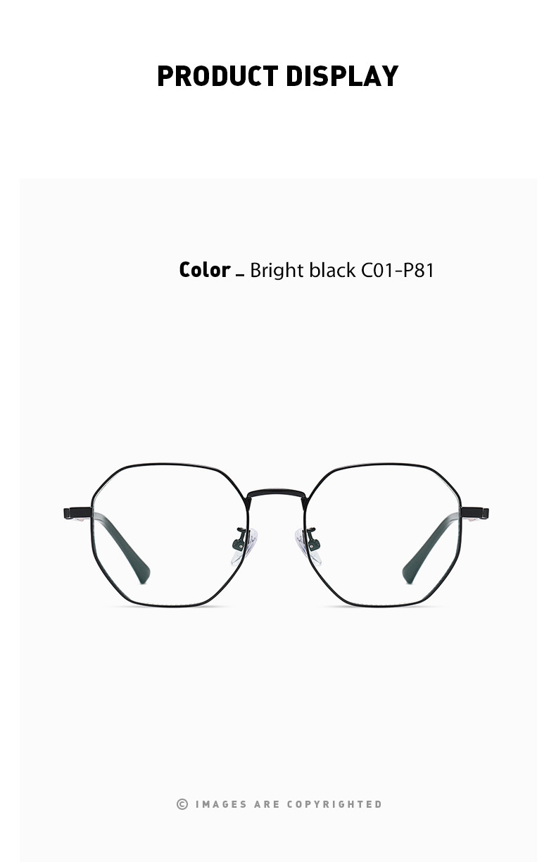 Polygon Acetate Metal Glasses With Anti Glare For Computer Men