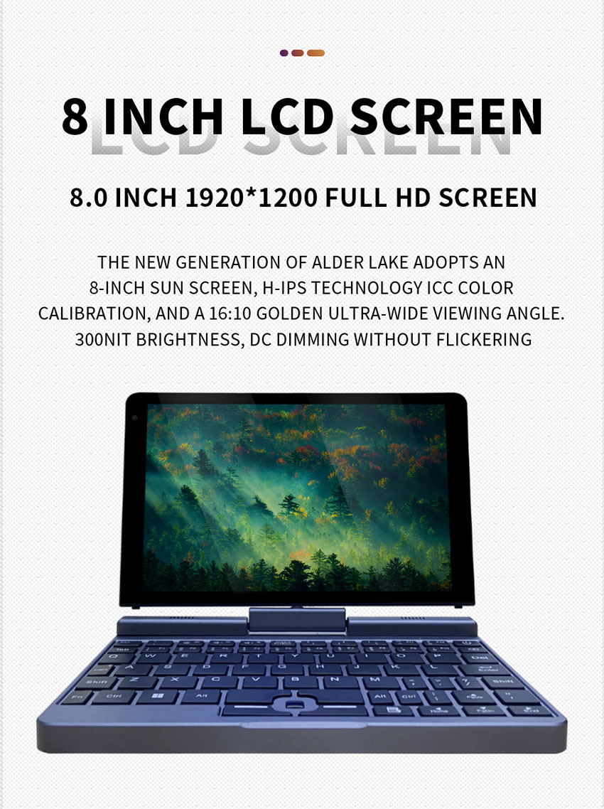 0.78kg 8 Inch Pocket Small Notebook Touch Screen Laptop Mini Intel N95 For Business