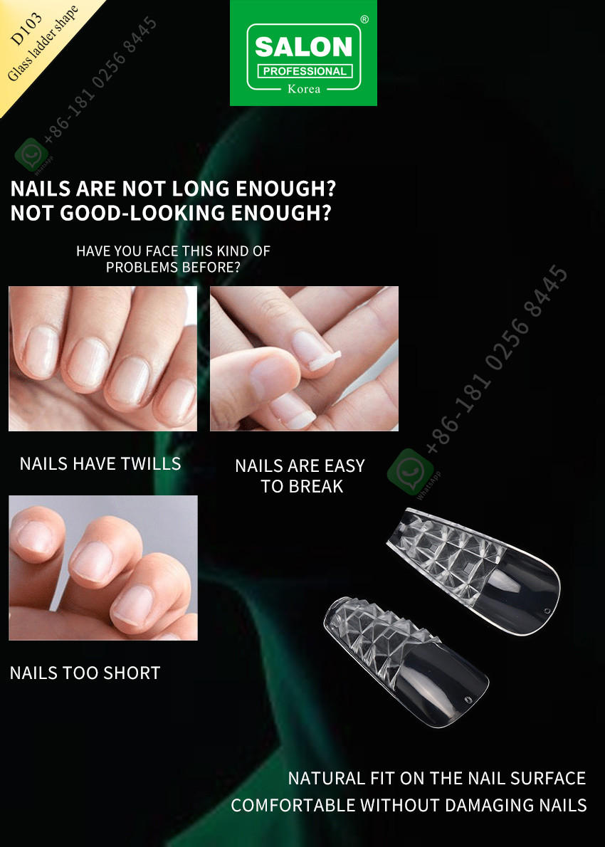 ABS Clear Matte Full Cover Fake Nails Smile Shape For Salon And DIY Nails Extension Artistry
