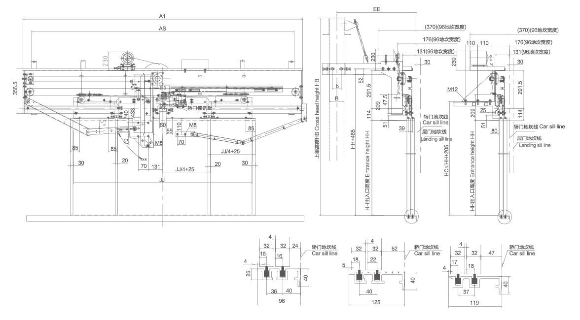 Elevator Parts / 4 Panel Center Opening VVVF Door Operator landing door device with light curtain for elevator