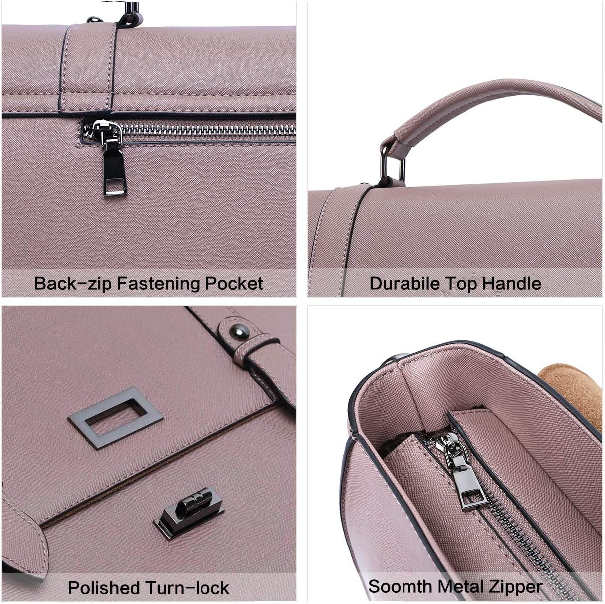 EASEGAVE WOMEN'S 17 INCH LAPTOP BRIEFCASE, VINTAGE PURPLE SAFFIANO ECO-LEATHER, MULTI-COMPARTMENT, 3 LB WEIGHT CAPACITY