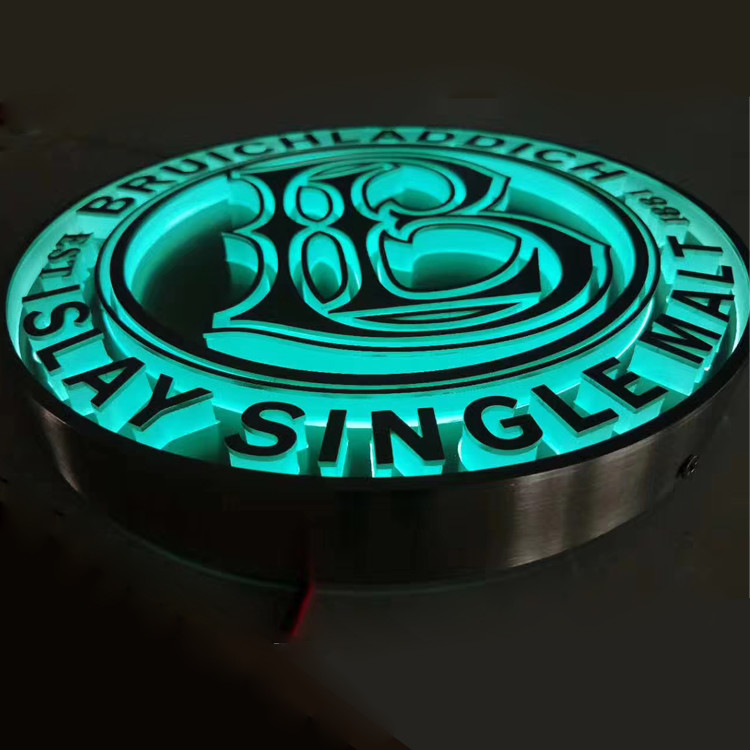 UL ROHS 3D LED Advertising Light Box / Round Outdoor Acrylic Light Box Sign