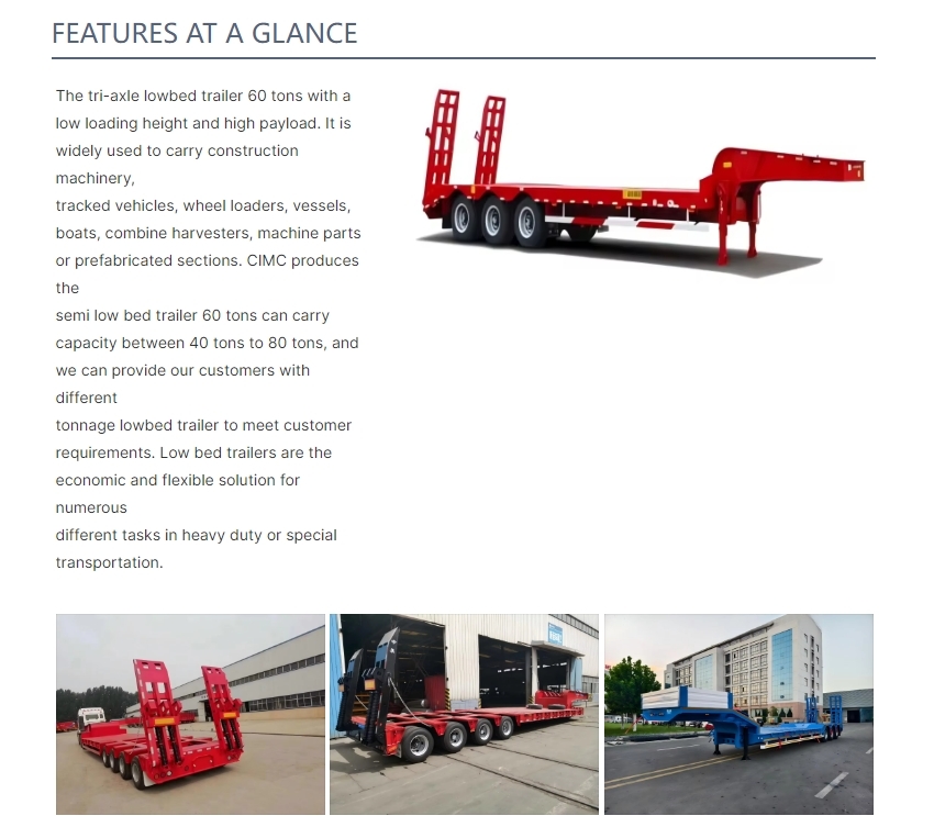 Customizable Steel Three- And Four-Axis CIMC Lowbed Semi-Trailer Truck Trailers