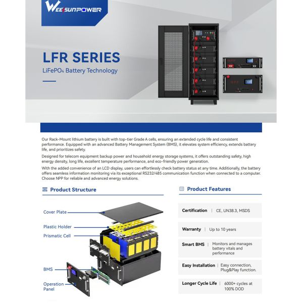 10 - 25KWH Rack Mounted Smart BMS Stackable Lifepo4 Battery High Voltage 100Ah 200Ah