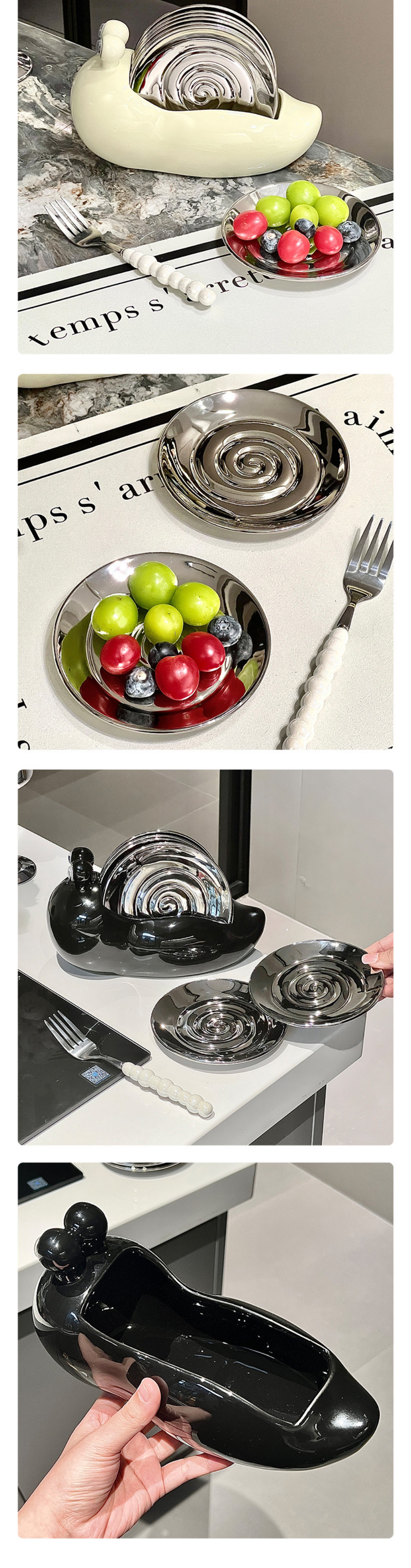 Stocked Dinnerware Sets with Handpainted Ceramic Snail Dish of Kitchen Accessories