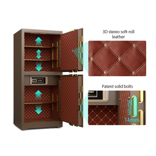 10mm Solid Steel Door Panel Commercial Safe Box Alarm Fingerprint+Password+Key Unlock