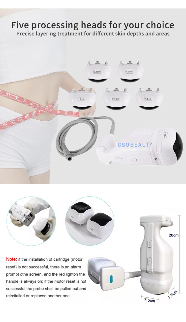 Liposonic Ultrasound HIFU Beauty Machine 0.8cm 1.3cm Cellulite Reduction