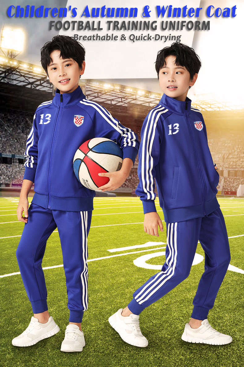 Children's football training suit men's autumn winter team wear group customized soccer jersey long sleeve game warm-up uniform